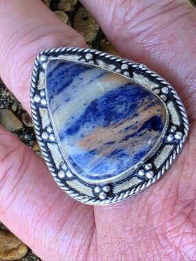 Sunset Sodalite Gemstone Ring in 925 Sterling Silver (Size 9.5)